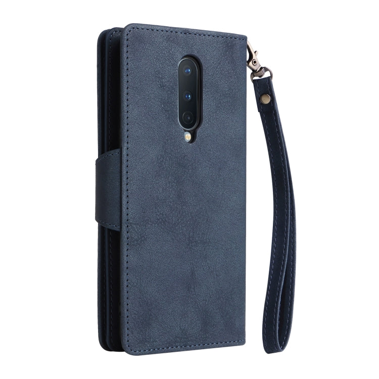 For OnePlus 8 Rivet Buckle 9 Cards Three Fold Leather Phone Case