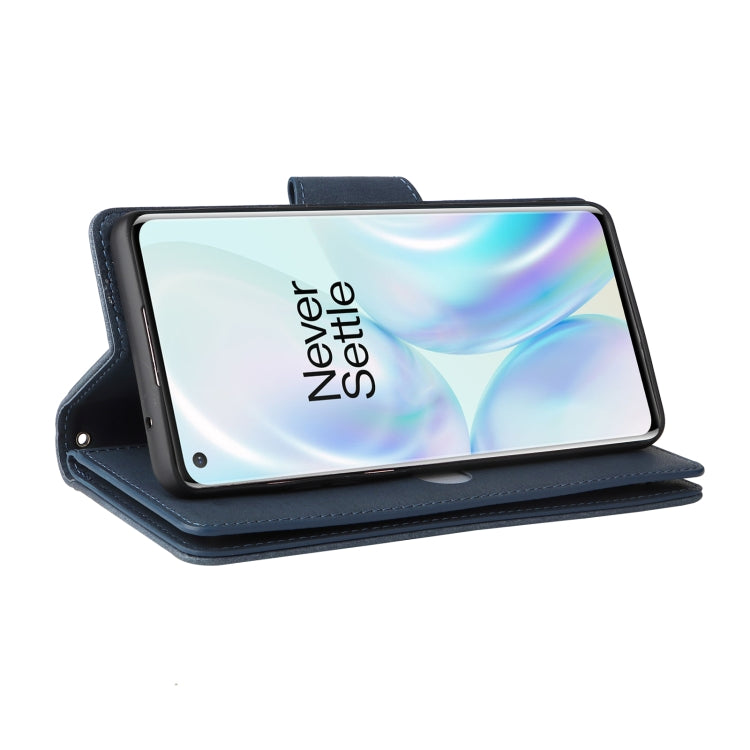 For OnePlus 8 Rivet Buckle 9 Cards Three Fold Leather Phone Case
