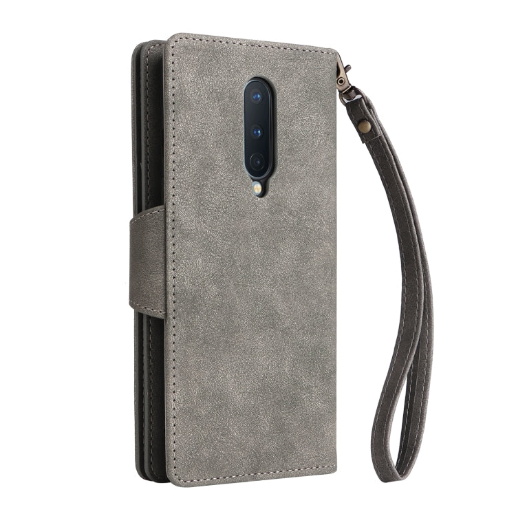 For OnePlus 8 Rivet Buckle 9 Cards Three Fold Leather Phone Case
