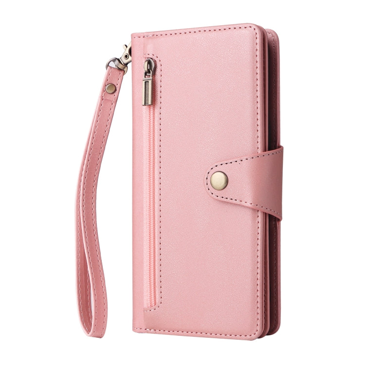 For OnePlus 8 Rivet Buckle 9 Cards Three Fold Leather Phone Case