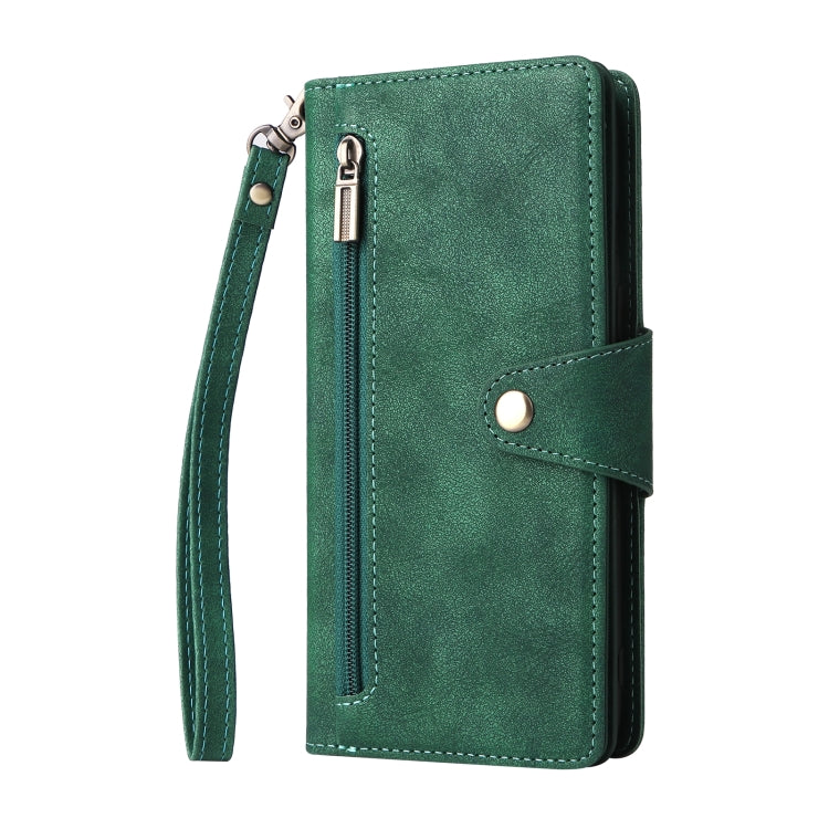 For OnePlus 8 Rivet Buckle 9 Cards Three Fold Leather Phone Case