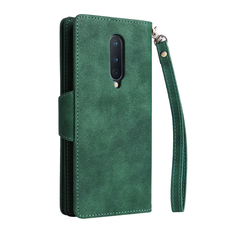 For OnePlus 8 Rivet Buckle 9 Cards Three Fold Leather Phone Case