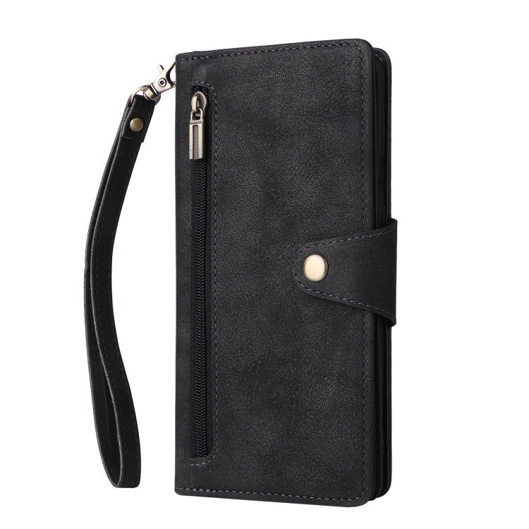 For OnePlus 8 Pro Rivet Buckle 9 Cards Three Fold Leather Phone Case