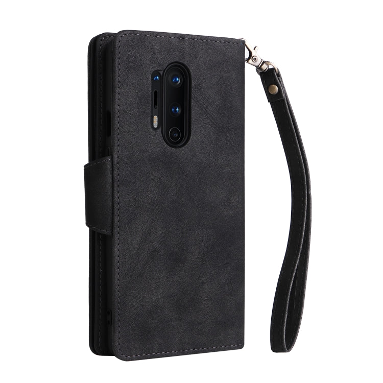 For OnePlus 8 Pro Rivet Buckle 9 Cards Three Fold Leather Phone Case
