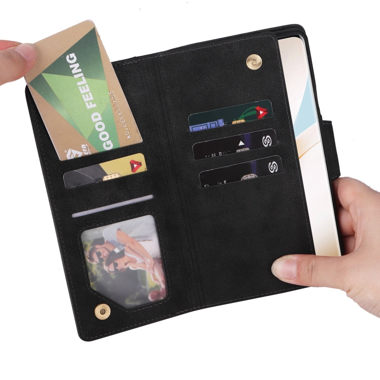 For OnePlus 8 Pro Rivet Buckle 9 Cards Three Fold Leather Phone Case