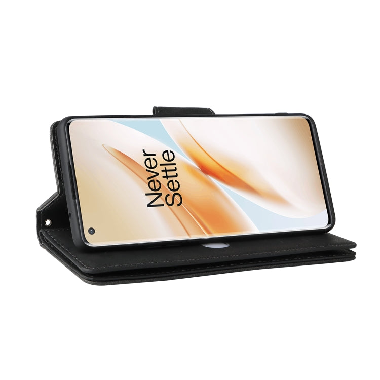 For OnePlus 8 Pro Rivet Buckle 9 Cards Three Fold Leather Phone Case