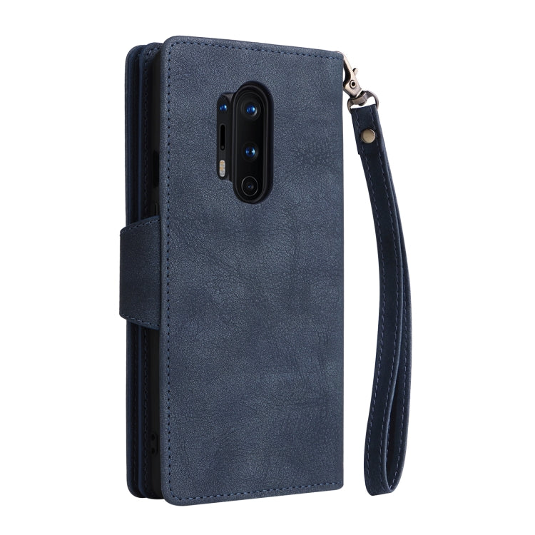 For OnePlus 8 Pro Rivet Buckle 9 Cards Three Fold Leather Phone Case