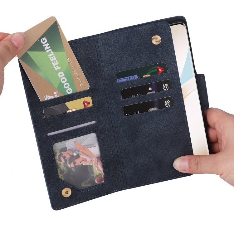 For OnePlus 8 Pro Rivet Buckle 9 Cards Three Fold Leather Phone Case
