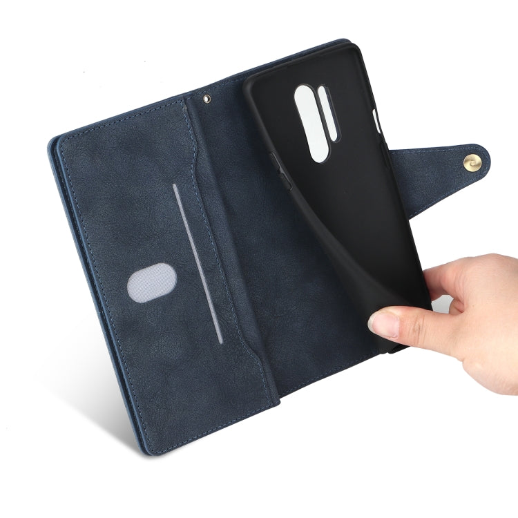 For OnePlus 8 Pro Rivet Buckle 9 Cards Three Fold Leather Phone Case