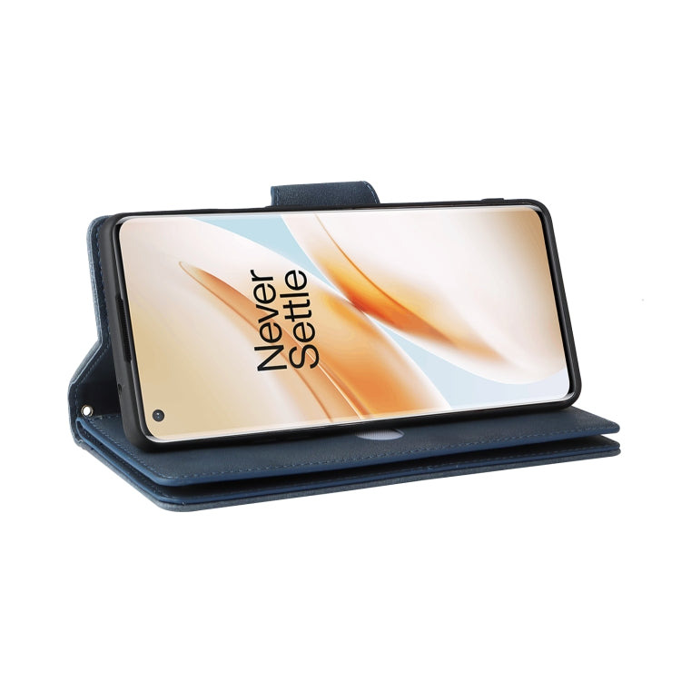 For OnePlus 8 Pro Rivet Buckle 9 Cards Three Fold Leather Phone Case