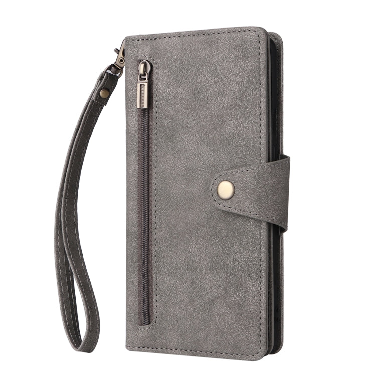 For OnePlus 8 Pro Rivet Buckle 9 Cards Three Fold Leather Phone Case