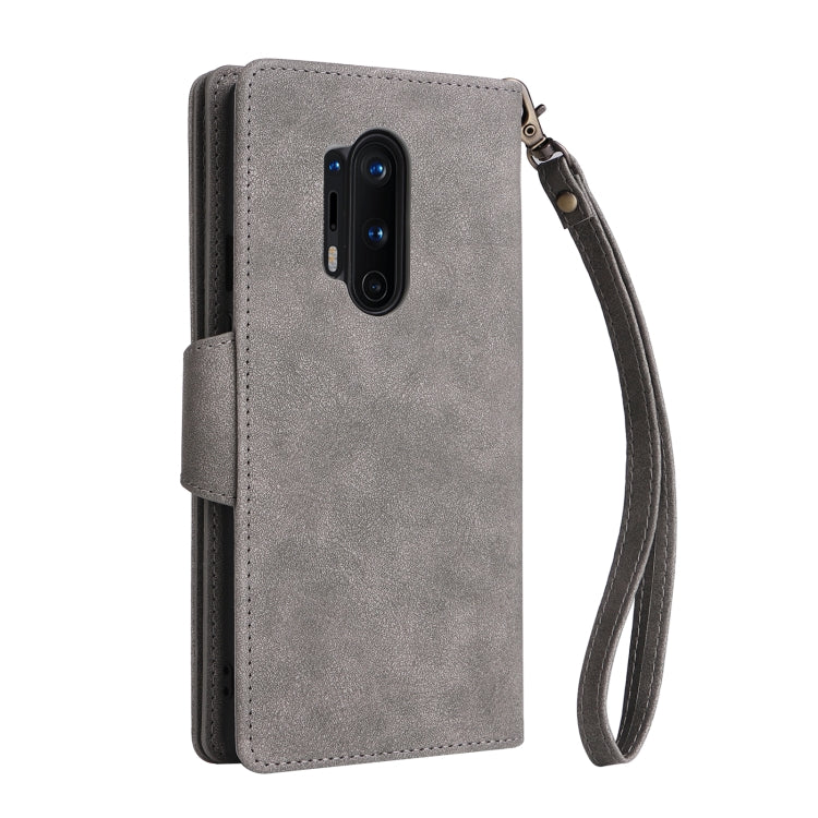 For OnePlus 8 Pro Rivet Buckle 9 Cards Three Fold Leather Phone Case