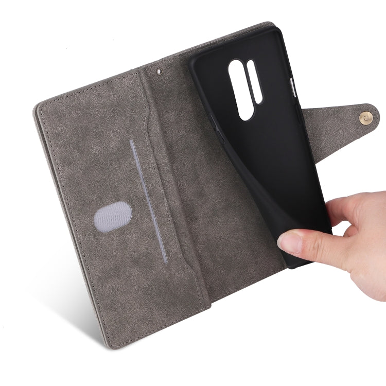 For OnePlus 8 Pro Rivet Buckle 9 Cards Three Fold Leather Phone Case