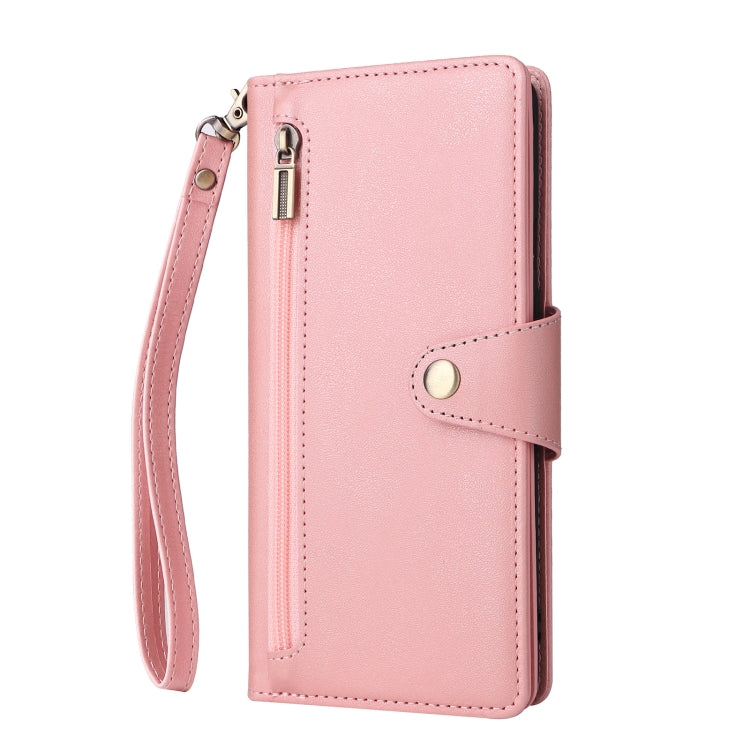 For OnePlus 8 Pro Rivet Buckle 9 Cards Three Fold Leather Phone Case