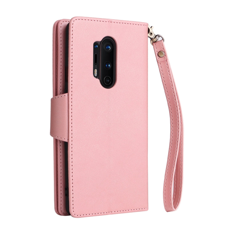 For OnePlus 8 Pro Rivet Buckle 9 Cards Three Fold Leather Phone Case