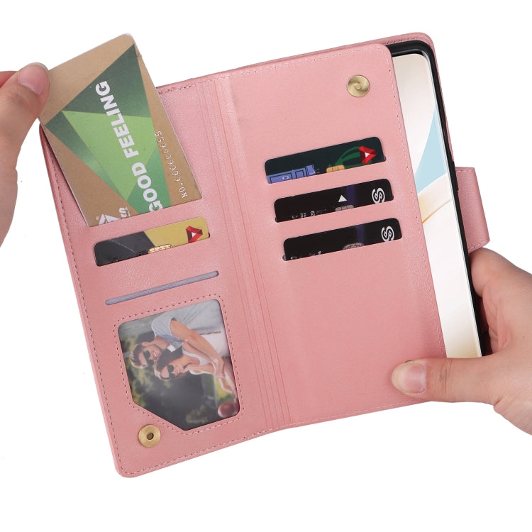 For OnePlus 8 Pro Rivet Buckle 9 Cards Three Fold Leather Phone Case