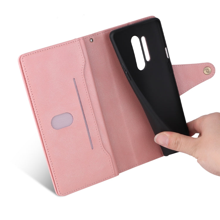 For OnePlus 8 Pro Rivet Buckle 9 Cards Three Fold Leather Phone Case