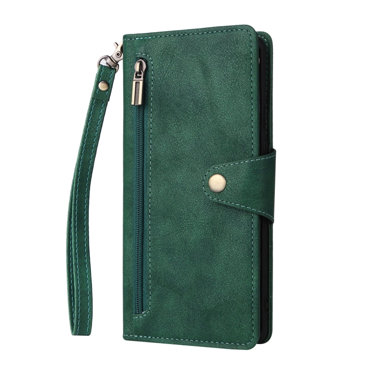 For OnePlus 8 Pro Rivet Buckle 9 Cards Three Fold Leather Phone Case