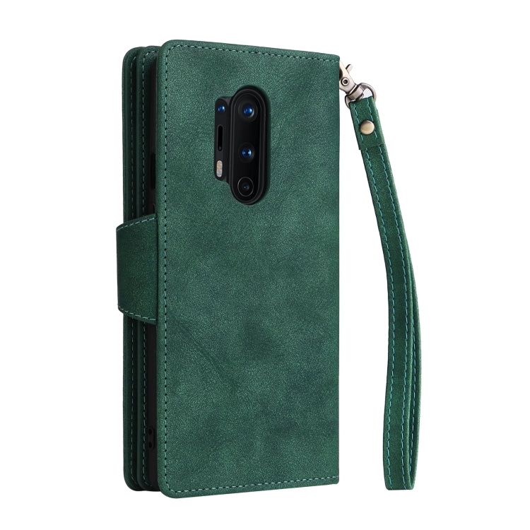 For OnePlus 8 Pro Rivet Buckle 9 Cards Three Fold Leather Phone Case