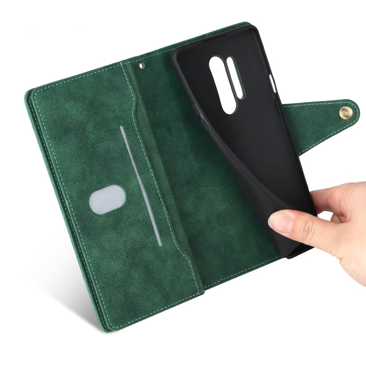 For OnePlus 8 Pro Rivet Buckle 9 Cards Three Fold Leather Phone Case