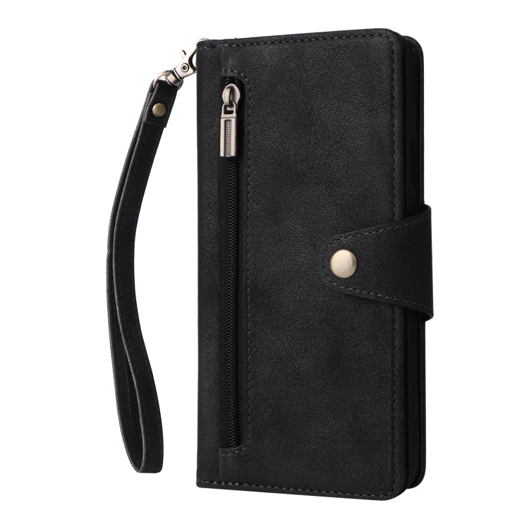 For OnePlus Nord Rivet Buckle 9 Cards Three Fold Leather Phone Case