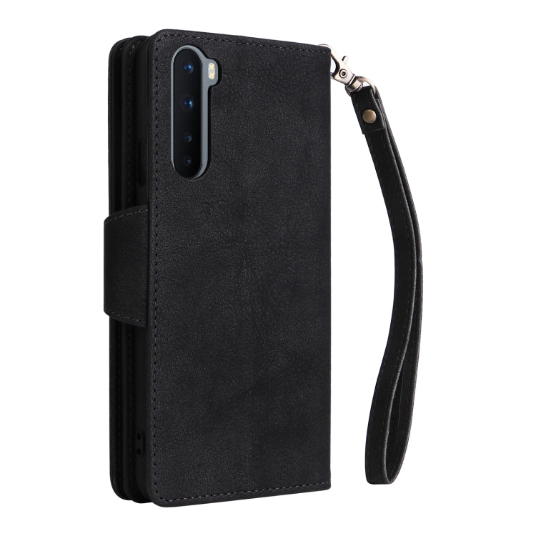 For OnePlus Nord Rivet Buckle 9 Cards Three Fold Leather Phone Case