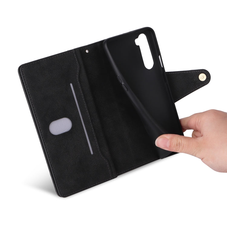 For OnePlus Nord Rivet Buckle 9 Cards Three Fold Leather Phone Case