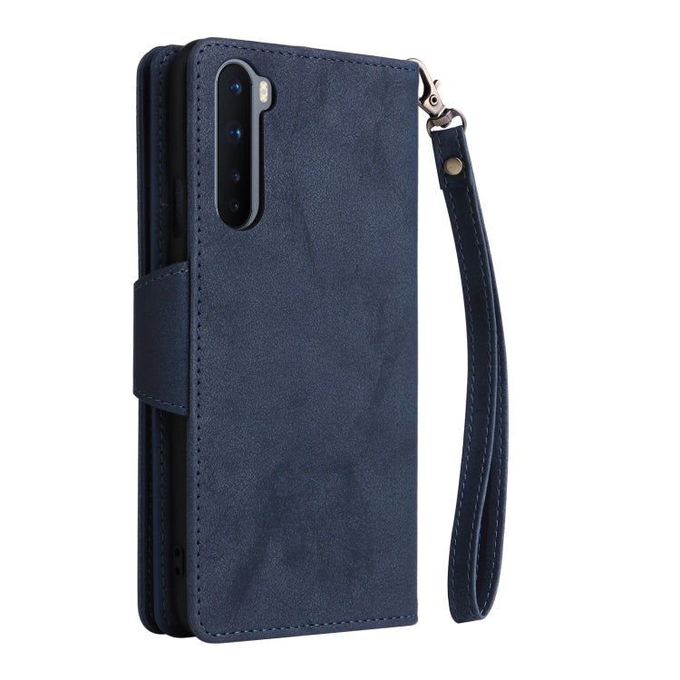 For OnePlus Nord Rivet Buckle 9 Cards Three Fold Leather Phone Case