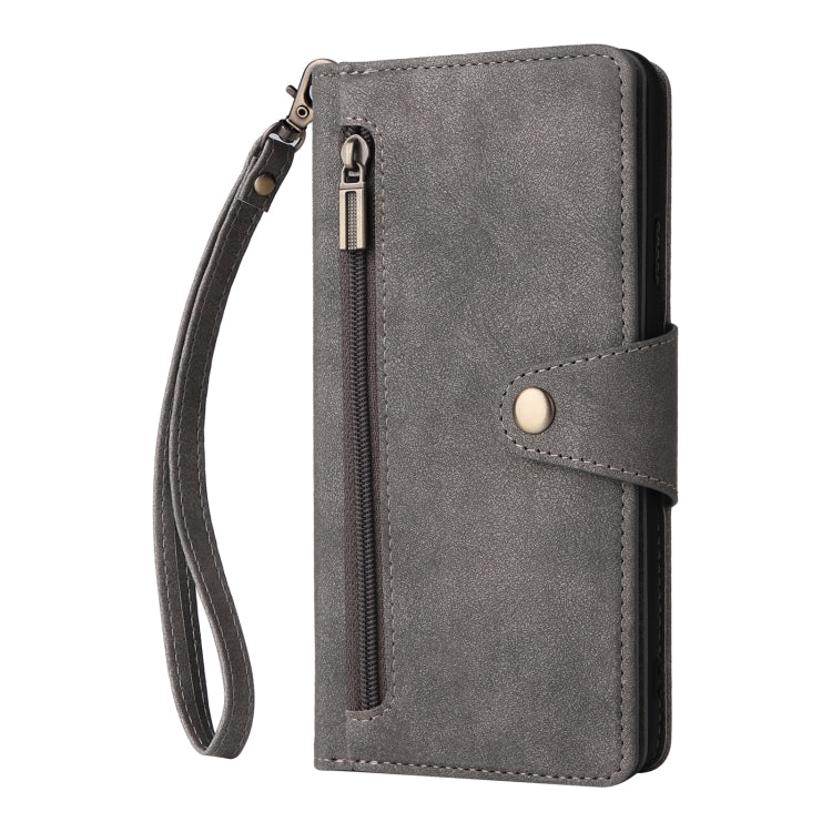 For OnePlus Nord Rivet Buckle 9 Cards Three Fold Leather Phone Case