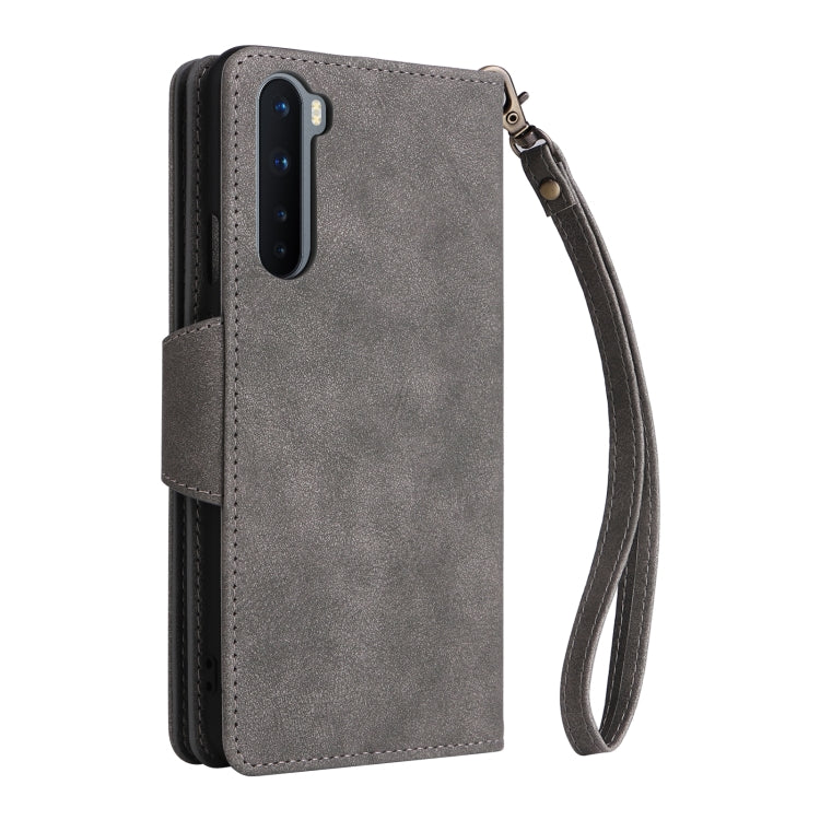 For OnePlus Nord Rivet Buckle 9 Cards Three Fold Leather Phone Case