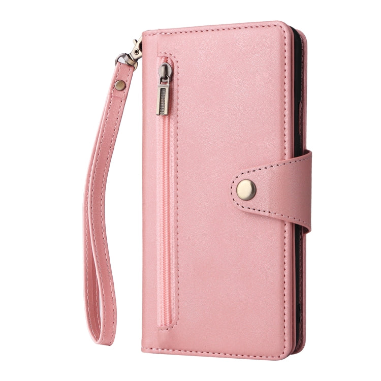 For OnePlus Nord Rivet Buckle 9 Cards Three Fold Leather Phone Case