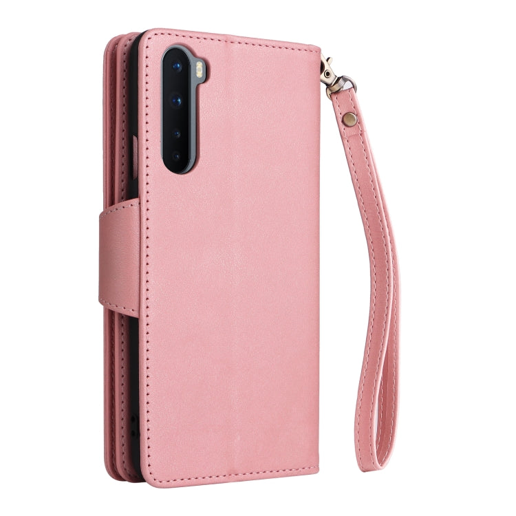 For OnePlus Nord Rivet Buckle 9 Cards Three Fold Leather Phone Case