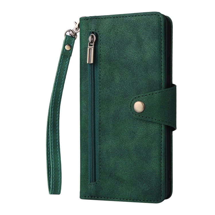 For OnePlus Nord Rivet Buckle 9 Cards Three Fold Leather Phone Case