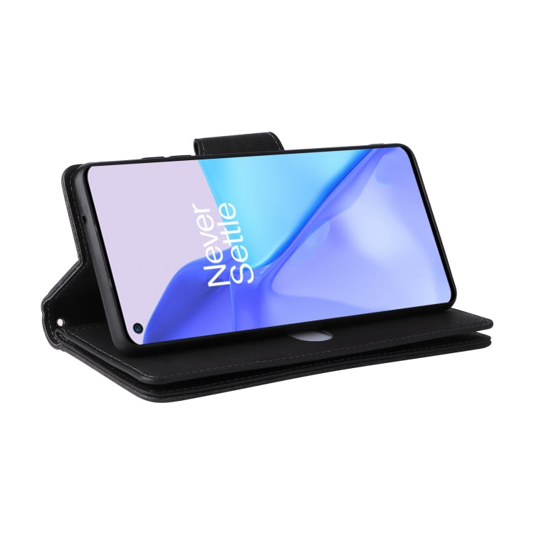 For OnePlus 9 Rivet Buckle 9 Cards Three Fold Leather Phone Case