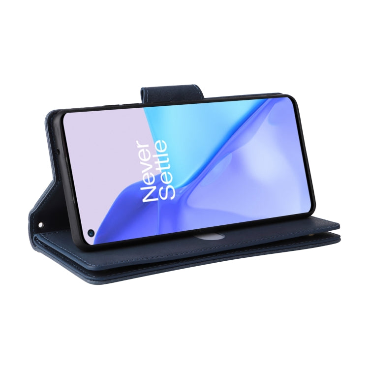 For OnePlus 9 Rivet Buckle 9 Cards Three Fold Leather Phone Case