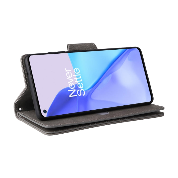 For OnePlus 9 Rivet Buckle 9 Cards Three Fold Leather Phone Case