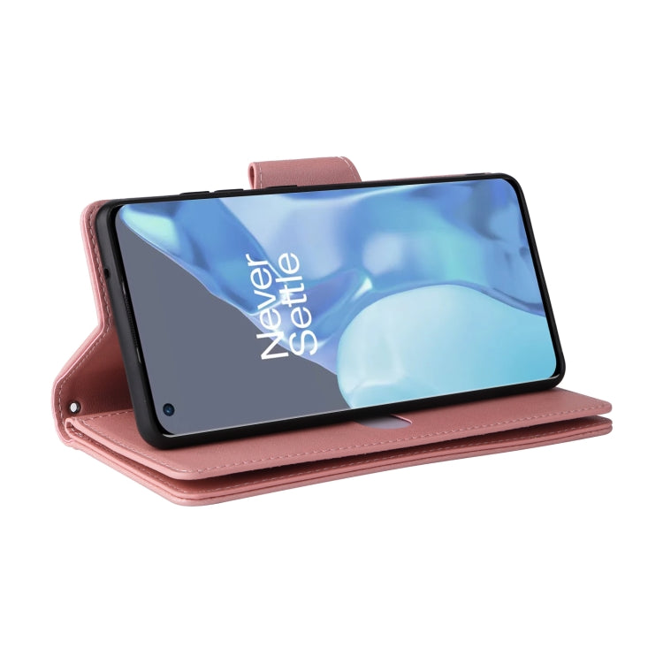 For OnePlus 9 Pro Rivet Buckle 9 Cards Three Fold Leather Phone Case