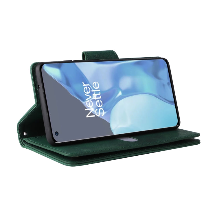 For OnePlus 9 Pro Rivet Buckle 9 Cards Three Fold Leather Phone Case