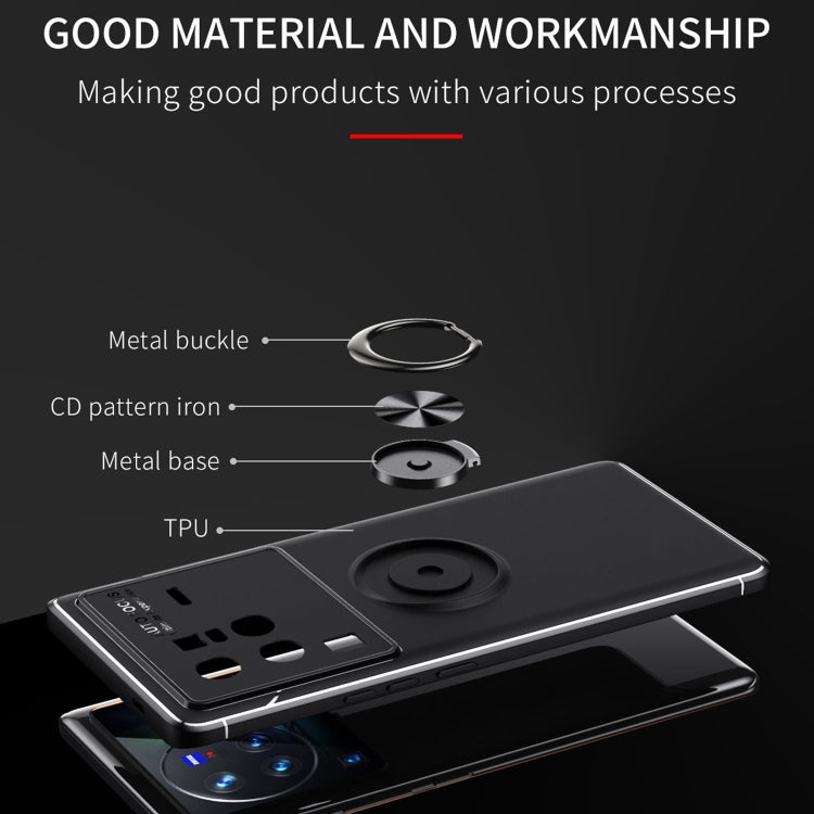 For vivo X80 Pro Metal Ring Holder 360 Degree Rotating TPU Phone Case