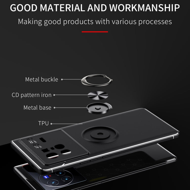 For vivo X80 Metal Ring Holder 360 Degree Rotating TPU Phone Case