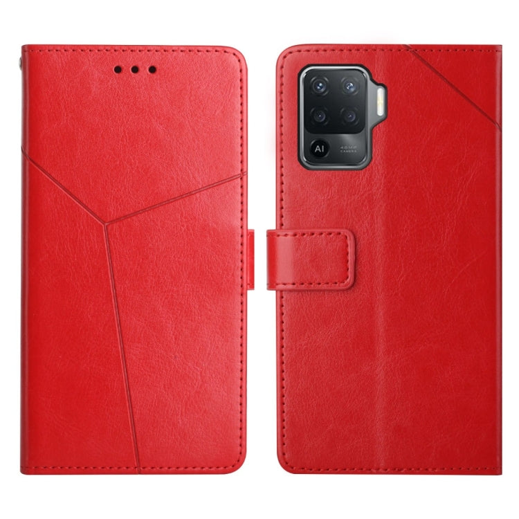 For OPPO A94 4G Y Stitching Horizontal Flip Leather Phone Case