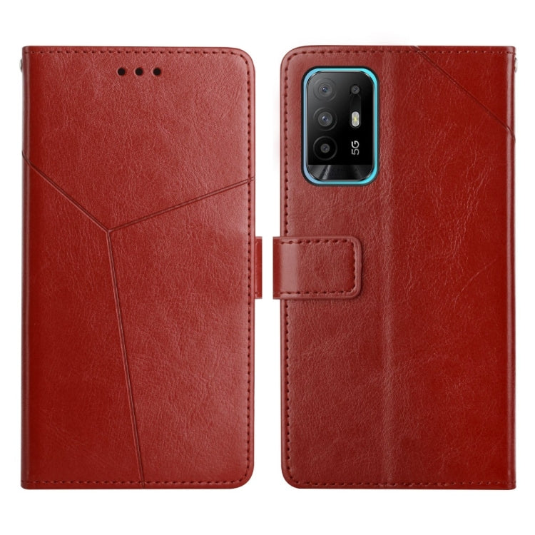 For OPPO A94 5G Y Stitching Horizontal Flip Leather Phone Case