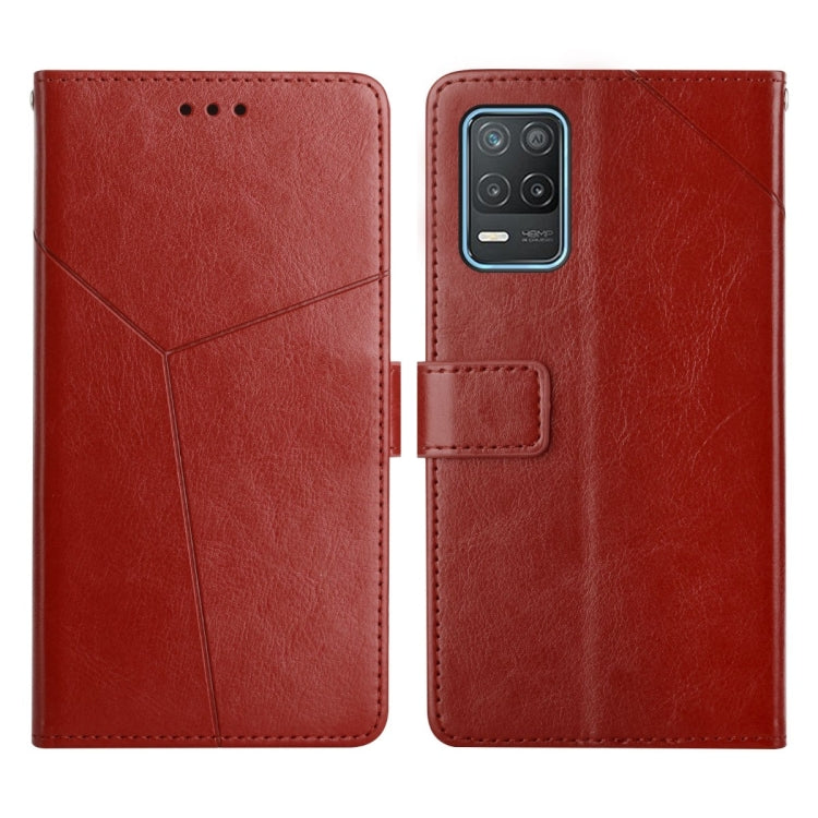 For OPPO Realme 8 5G Y Stitching Horizontal Flip Leather Phone Case