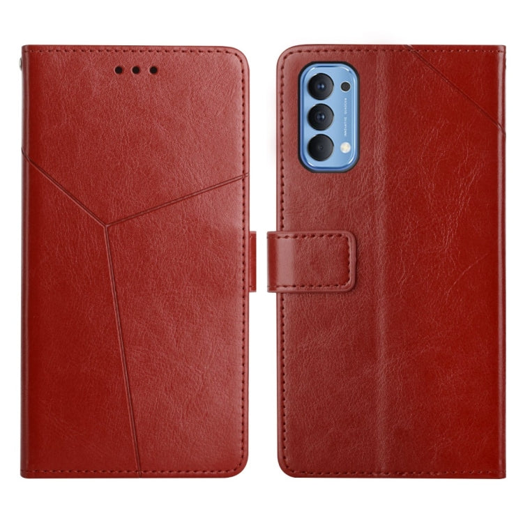 For OPPO Reno4 5G Y Stitching Horizontal Flip Leather Phone Case