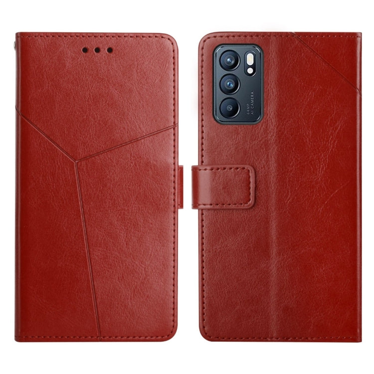 For OPPO Reno6 5G Y Stitching Horizontal Flip Leather Phone Case