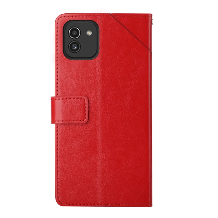 For Samsung Galaxy A03 164mm Global Y Stitching Horizontal Flip Leather Phone Case