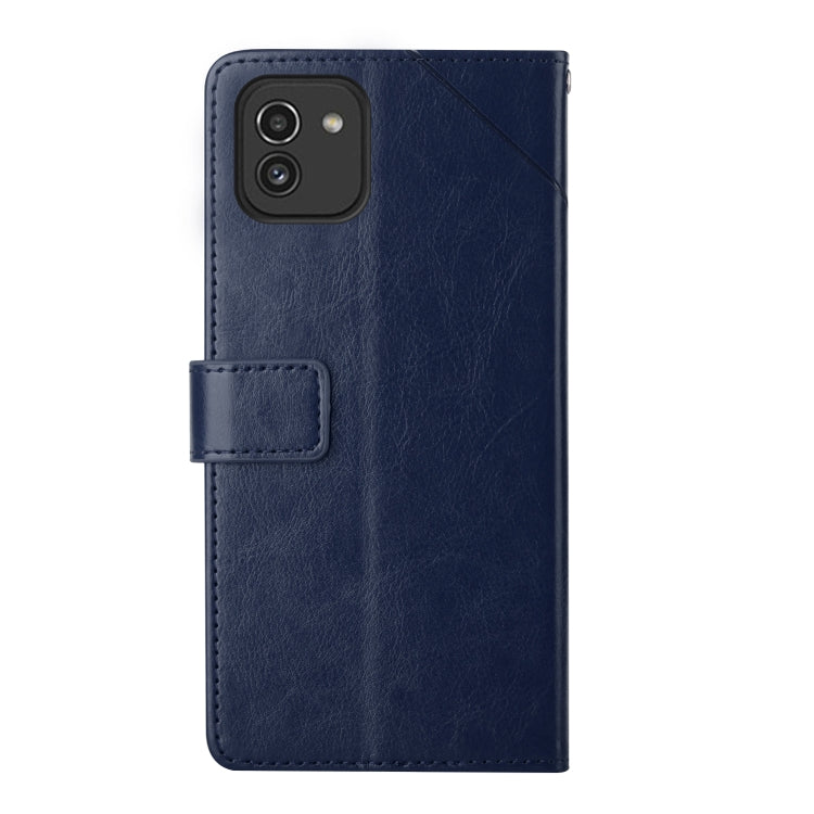 For Samsung Galaxy A03 164mm Global Y Stitching Horizontal Flip Leather Phone Case