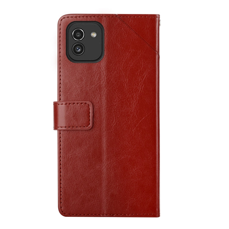 For Samsung Galaxy A03 164mm Global Y Stitching Horizontal Flip Leather Phone Case