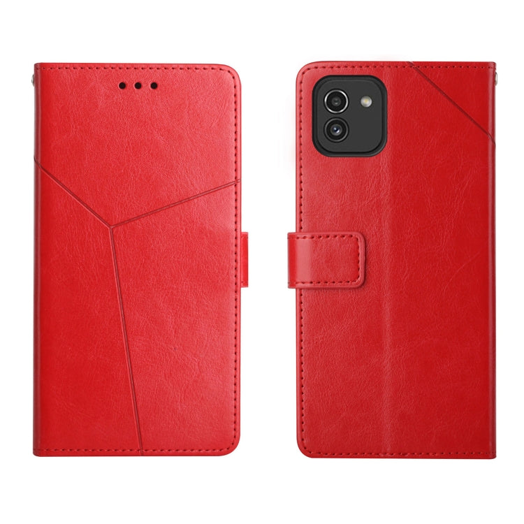 For Samsung Galaxy A03 166mm EU Version Y Stitching Horizontal Flip Leather Phone Case