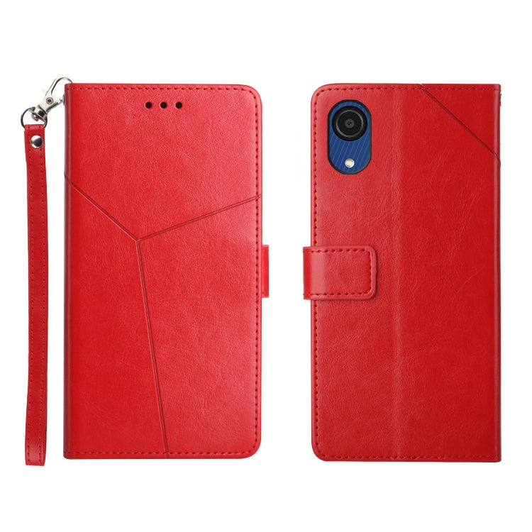For Samsung Galaxy A03 Core Y Stitching Horizontal Flip Leather Phone Case